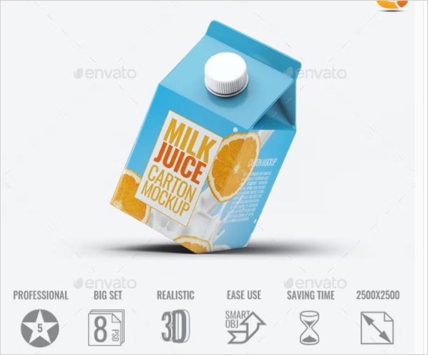 Milk and Juice Carton Mock-Up Design