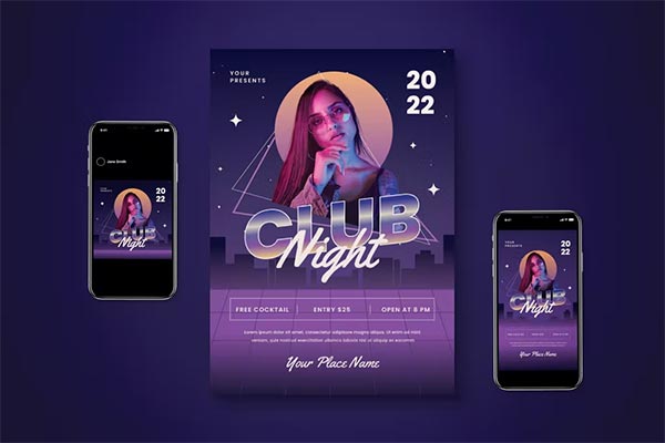 Customize Night Club Event Flyer Set