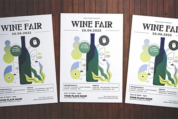 Wine Event Illustrator Vector Flyer