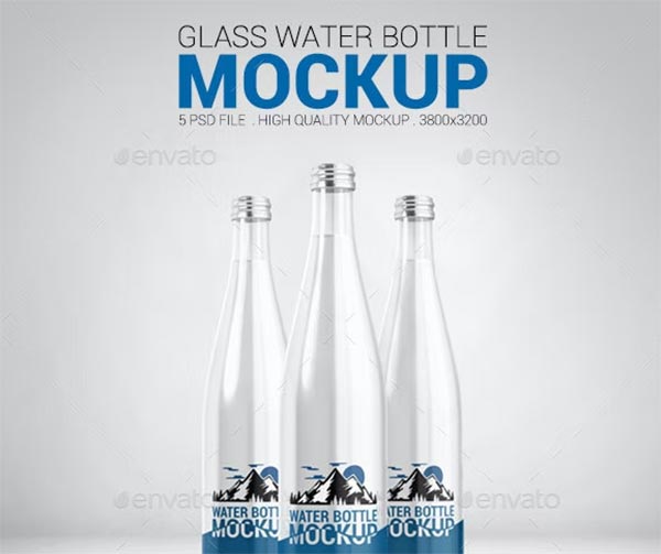 Glass Water Bottle Mockup