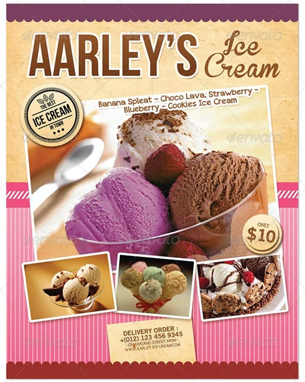 Ice Cream Menu Flyer Template