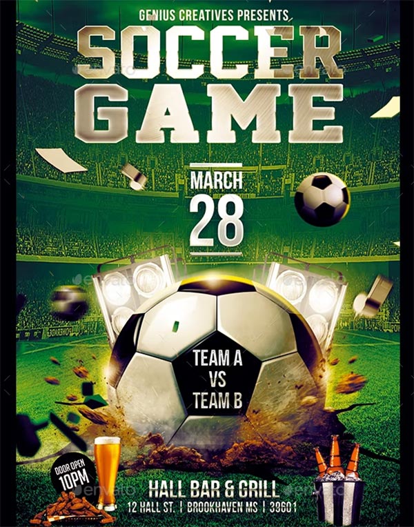 Soccer Game Flyer Template PSD