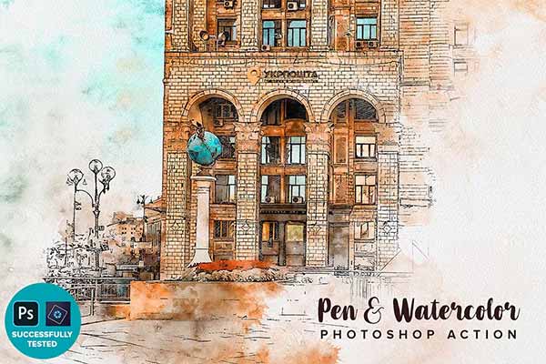 Pen & Watercolor Photoshop Action