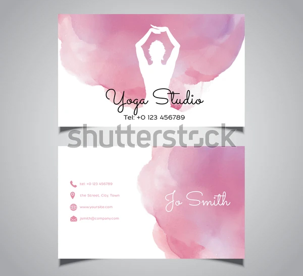 Yoga Business Card With Watercolor Design