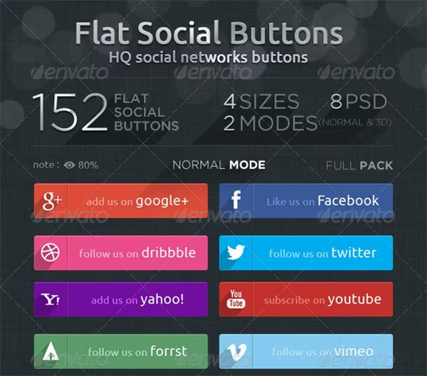 Flat Social Network Buttons