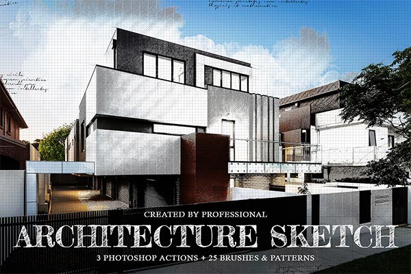 Architecture Sketch Photoshop Action Template