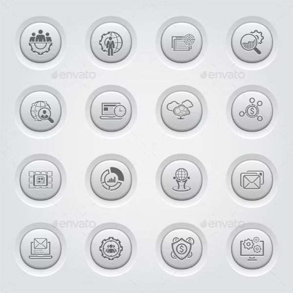 Flat Design Business Icons Set Template