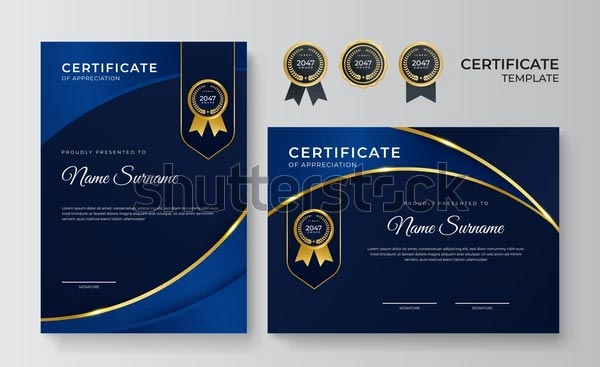 Dark Blue Color Clean Certificate Template