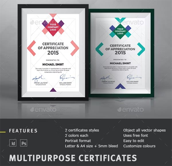 Simple Multipurpose Certificates Template