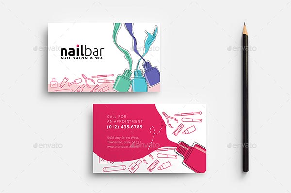 Nail Salon Makeup Business Card Template