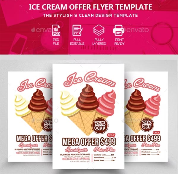 Ice Cream Menu Flyer Design Template