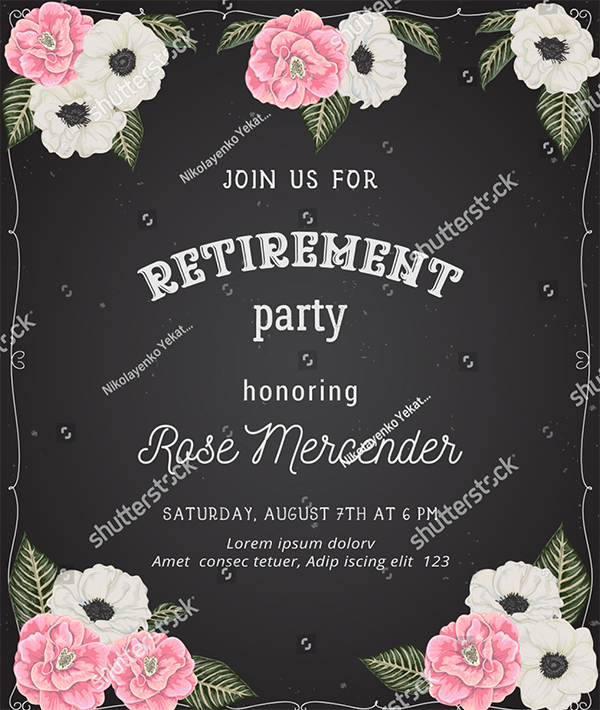 Watercolor Vector Retirement Party Invitation