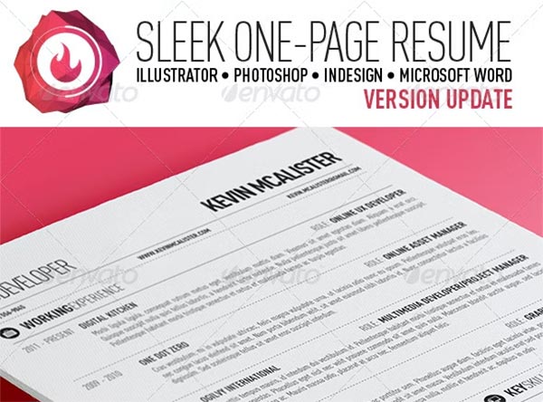 Sleek One Page Resume