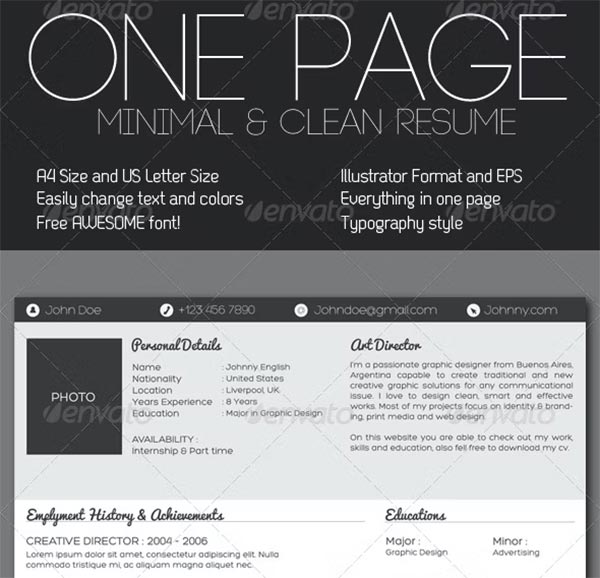 Clean One Page Resume