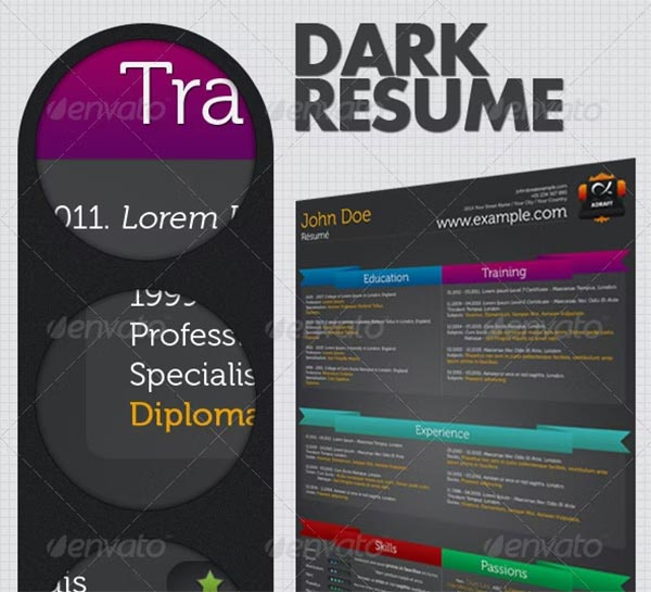 One Page Dark Resume