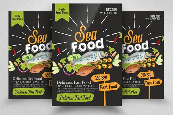 Sea Food Restaurant Menu Flyer