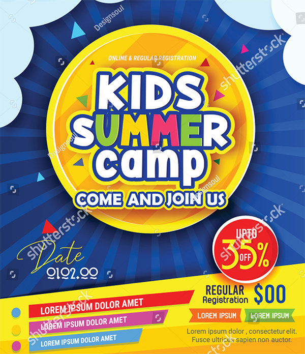 Kids Summer Camp Vector Flyer Template