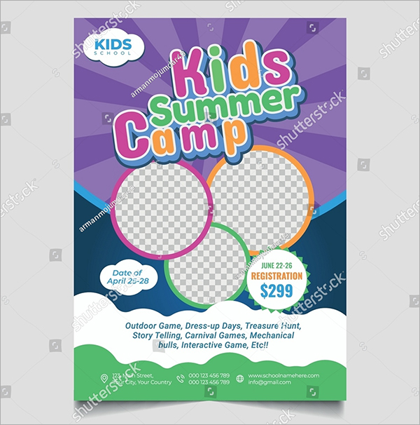 Kids summer Camp Flyer Vector Template