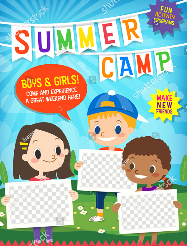 Kids Summer Camp Education Vector Flyer