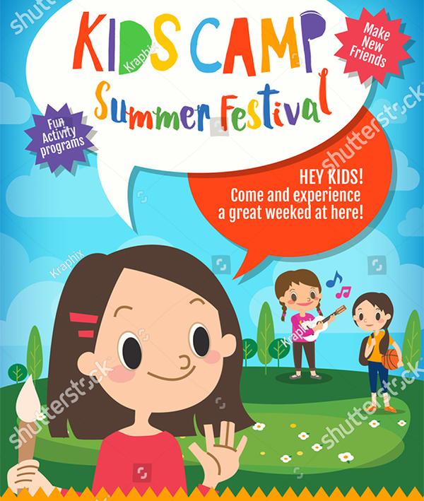 Kids Summer Camp Vector Flyer Templates