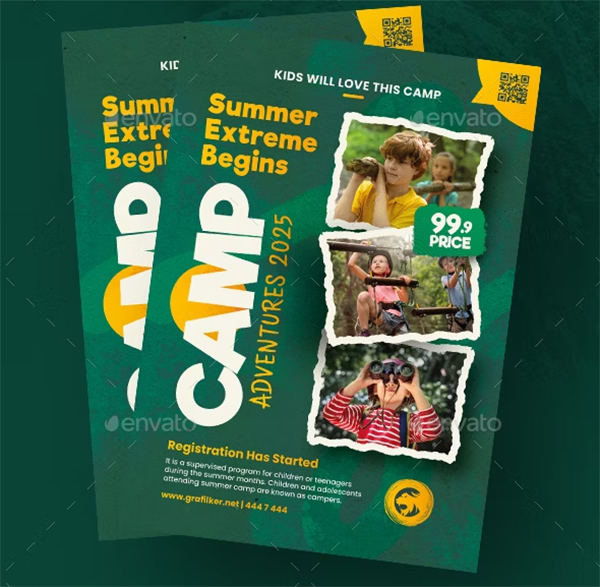 Kids Summer Camp Flyer Template Design