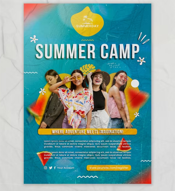 Free PSD Kids Summer Camp Design