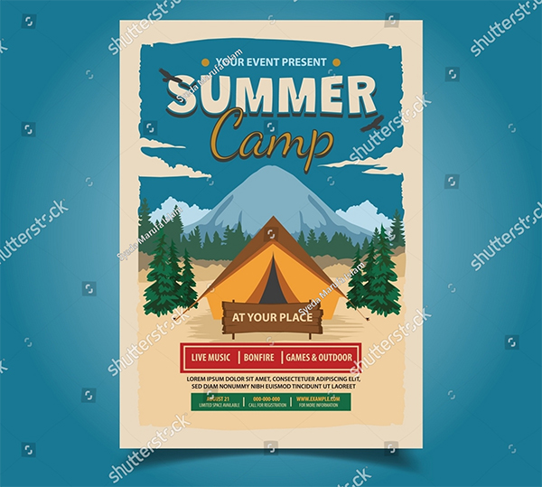 Summer Camp Vector Flyer & Poste Template