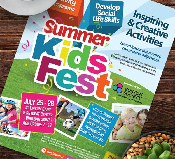 Kids Summer Camp Flyer PSD