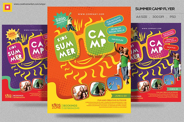 Kids Summer Camp Vector Flyer