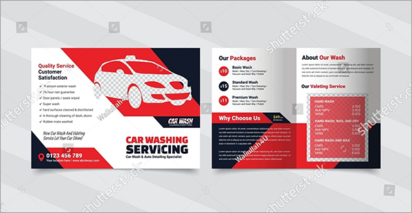  Car Wash Bifold Vector Brochure Template