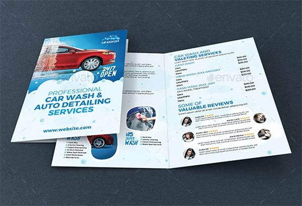 Car Wash Bifold Brochure Template