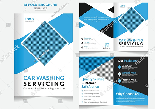 Car wash Agency Business Bi-fold Vector Brochure