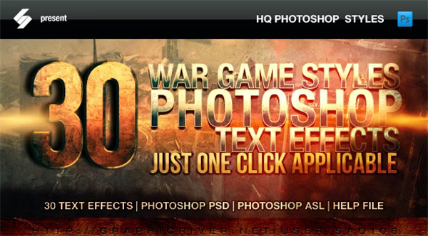 War Game Styles Photoshop Text Effects Bundle
