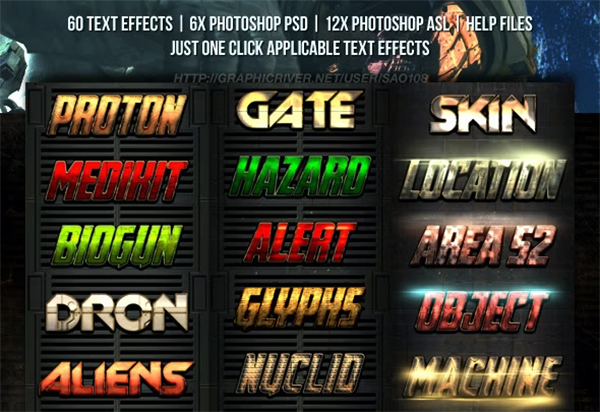 Sci-fi Game Style Text PSD Effects Bundle