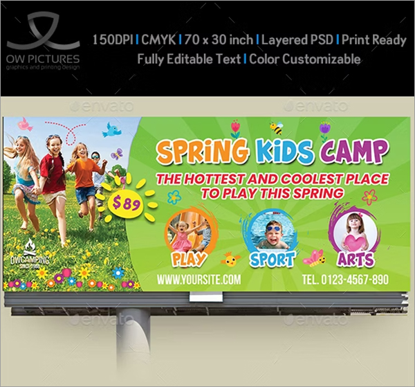 Spring Kids Camp Billboard Template