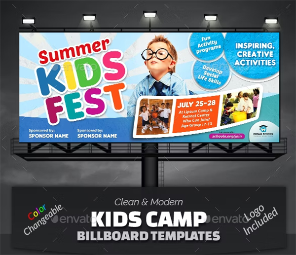Kids Summer Camp Billboard PSD Templates