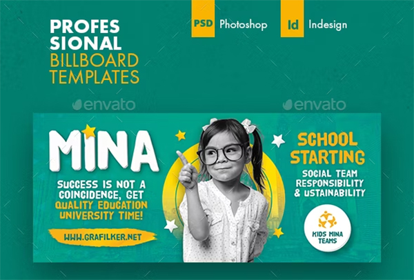 Kids School PSD Billboard Template