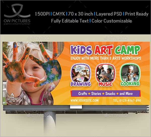 Kids Art Camp Billboard PSD Template