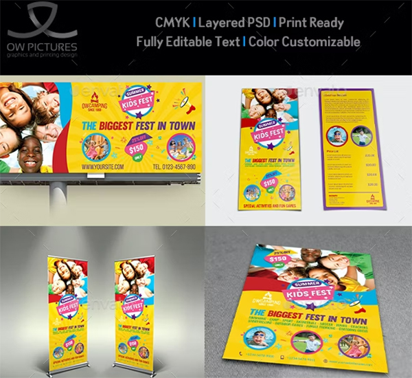 Kids Summer Camp Advertising PSD Bundle