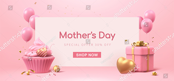 Mother's Day 3D Banner Template Design