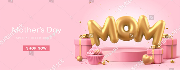 3D Mother's Day Banner Background