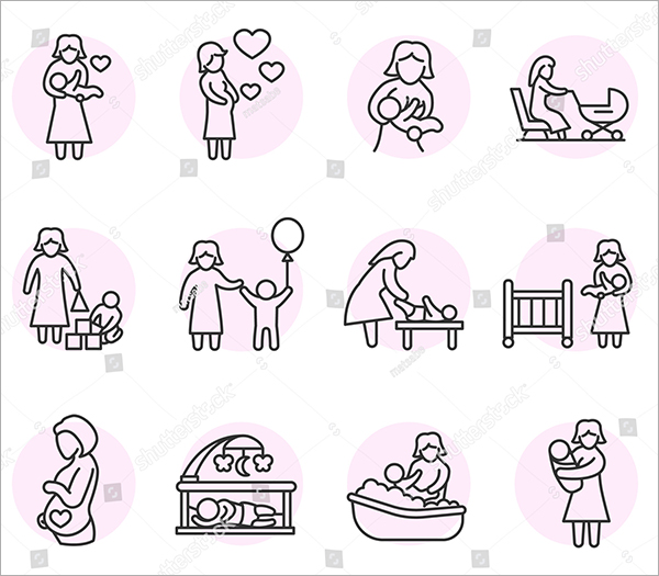 Motherhood Icons Vector Set