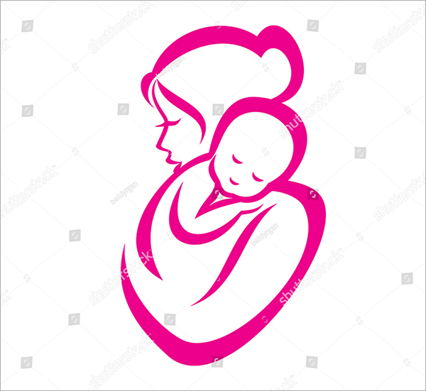 Mother and Baby Vector Symbol Icon