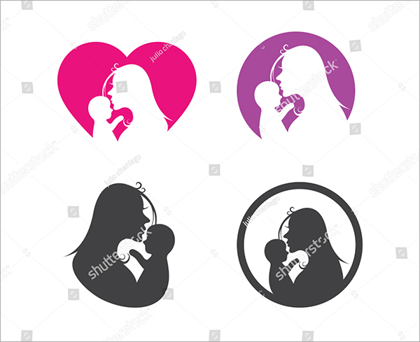 Mom and Baby Vector Icon Template