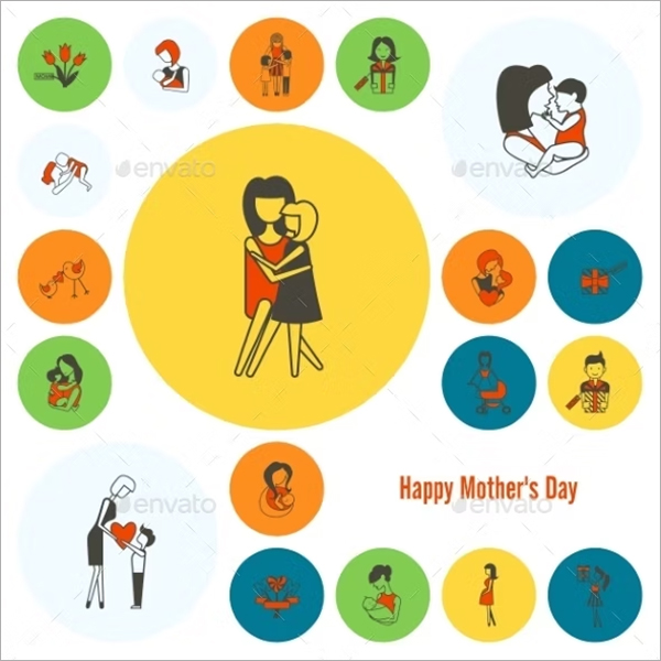 Happy Mothers Day Icons Templates