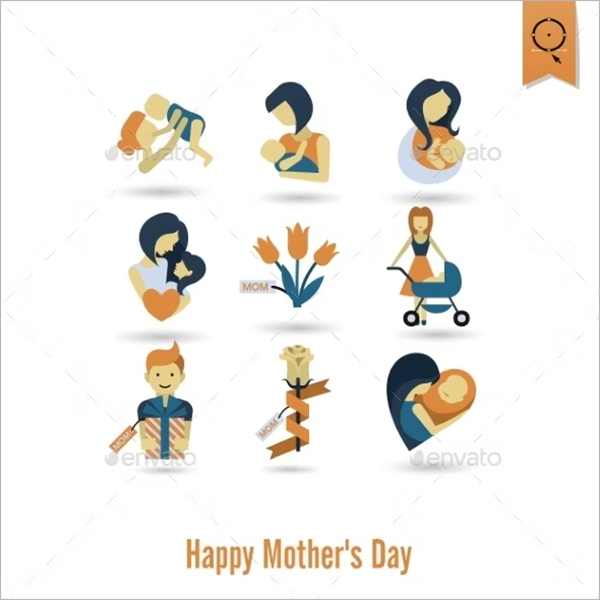Happy Mothers Day Icons Template
