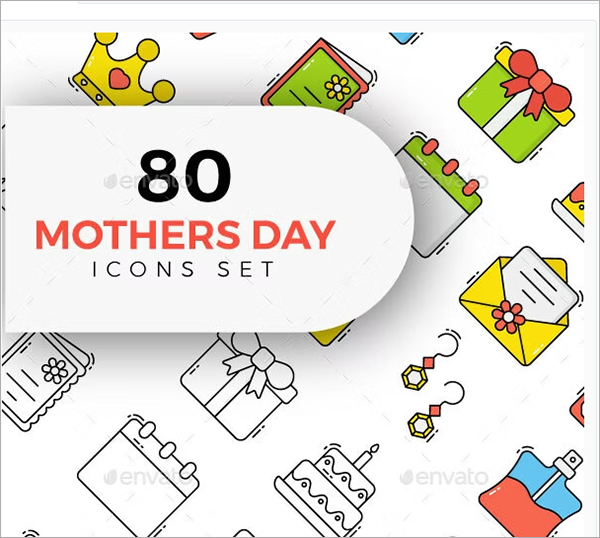 Mothers Day icons set