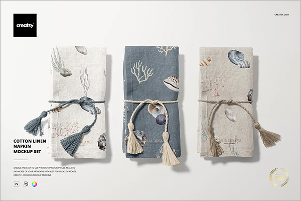 Cotton Linen Napkin Mockup Set