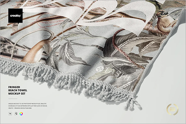 Fringed Beach Towel Mockup Set