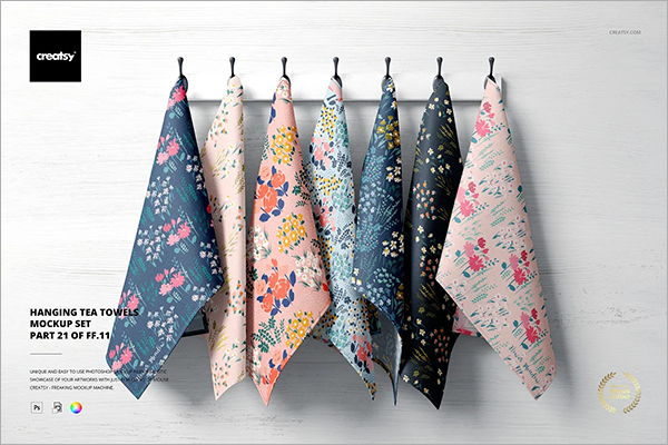 Hanging Tea Towels Mockup